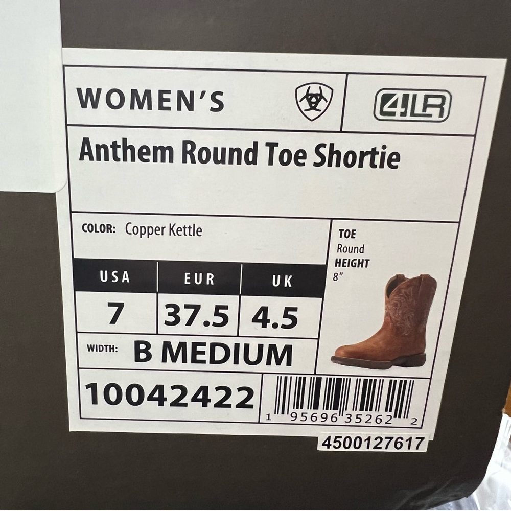 Ariat NEW Round Toe Anthem Shortie Brown Western Size 7 Oil/Slip Resistant Boots - Picture 9 of 13
